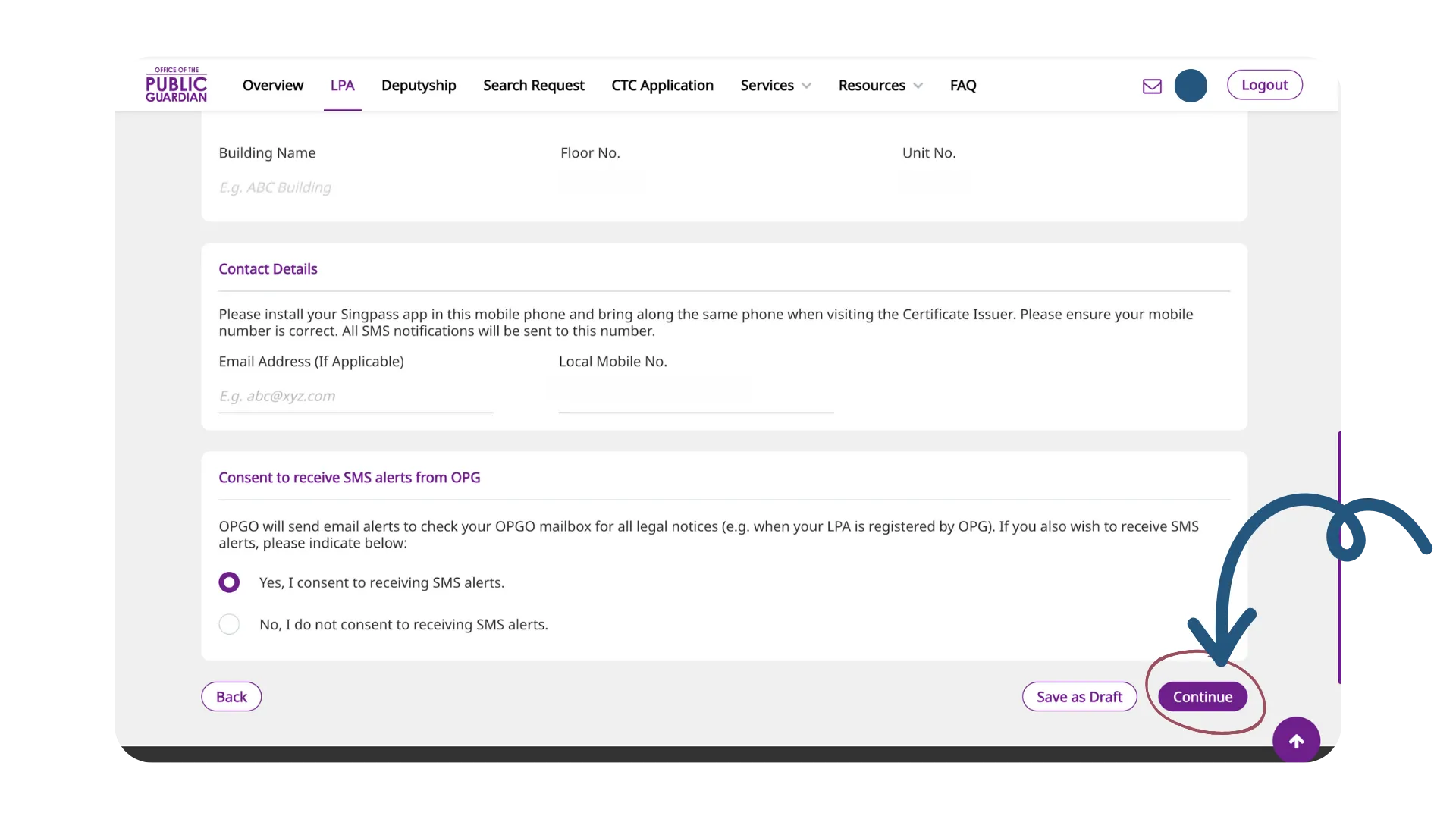 Select your preferred method for receiving notifications about your LPA.